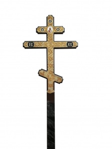 Э19 Крест Художественный прямой золотой 250-14-5 см
